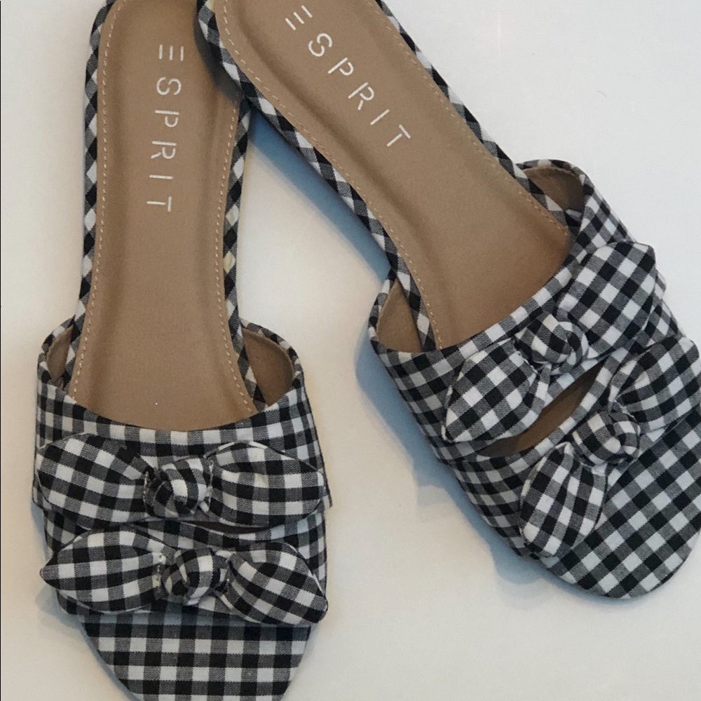 2 for $20 Esprit black & white gingham sandals.